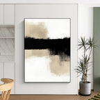 Black and Beige Landscape Abstract Painting with Reflective Forms WINK845