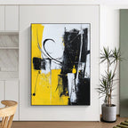 Yellow Black White Abstract Painting with Dynamic Energy WINK511