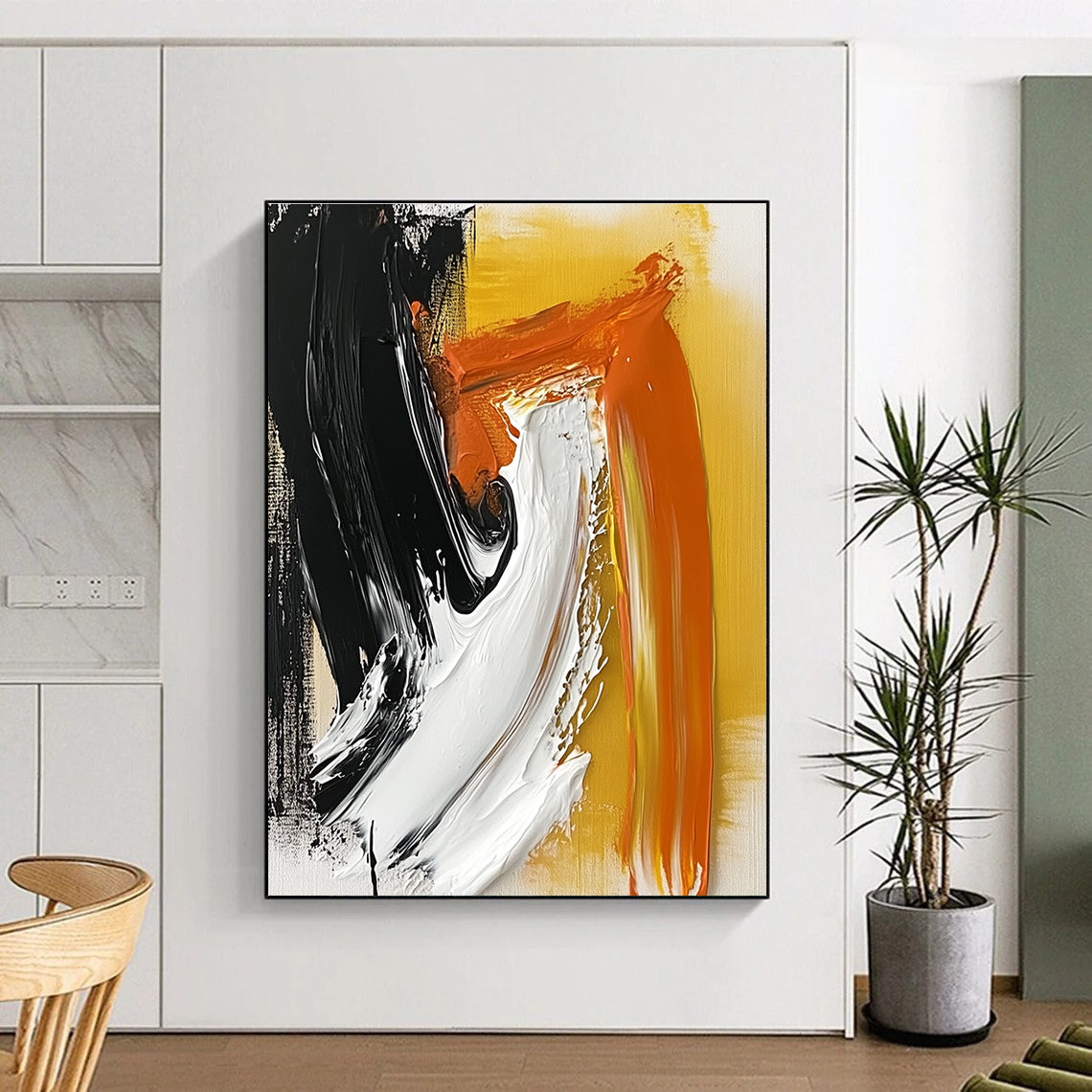 Bold Color Stroke Abstract Painting with Dynamic Contrast WINK816