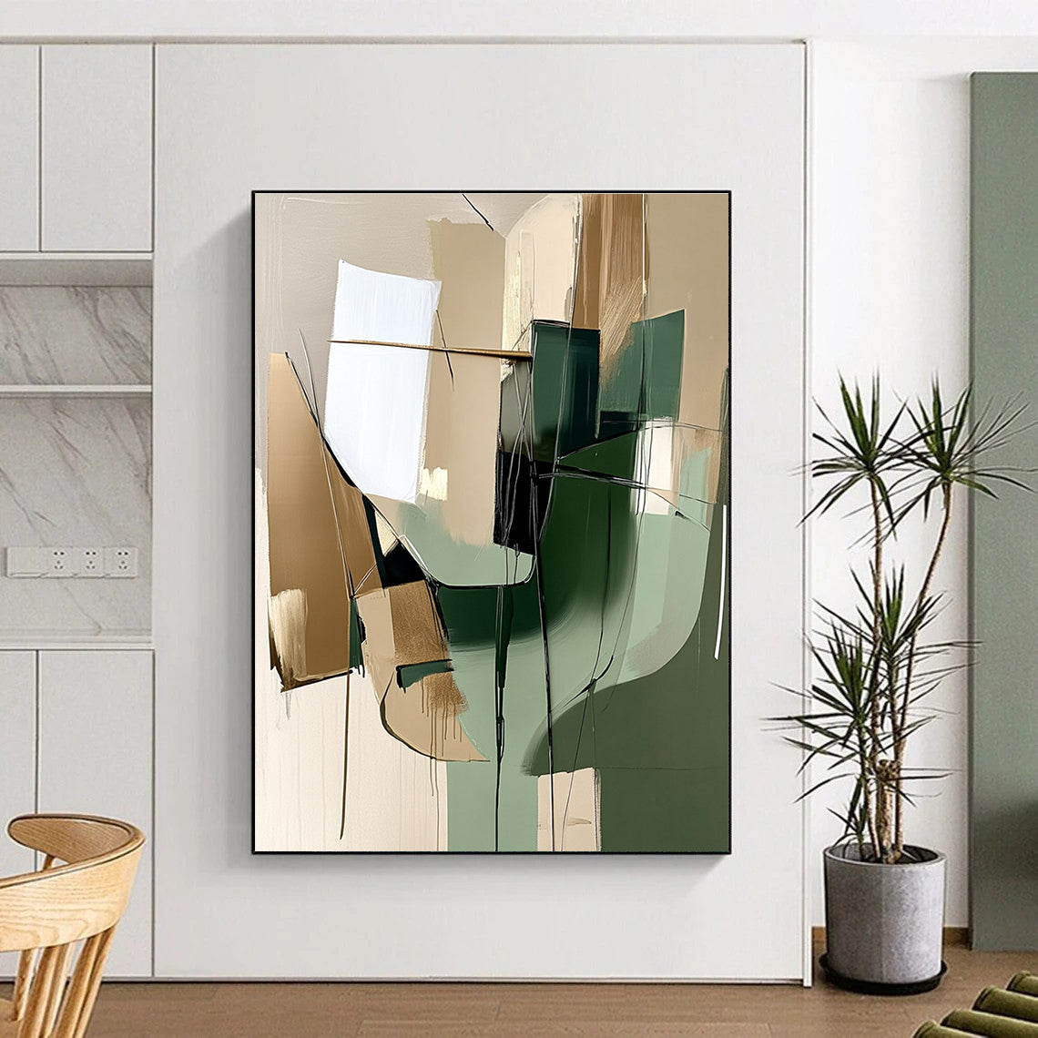 Geometric Abstract Fusion Painting with Contemporary Edge WINK442