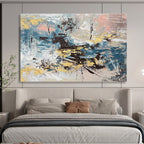 Blue and Yellow Abstract Painting for Coastal Resort Restaurants YHT373