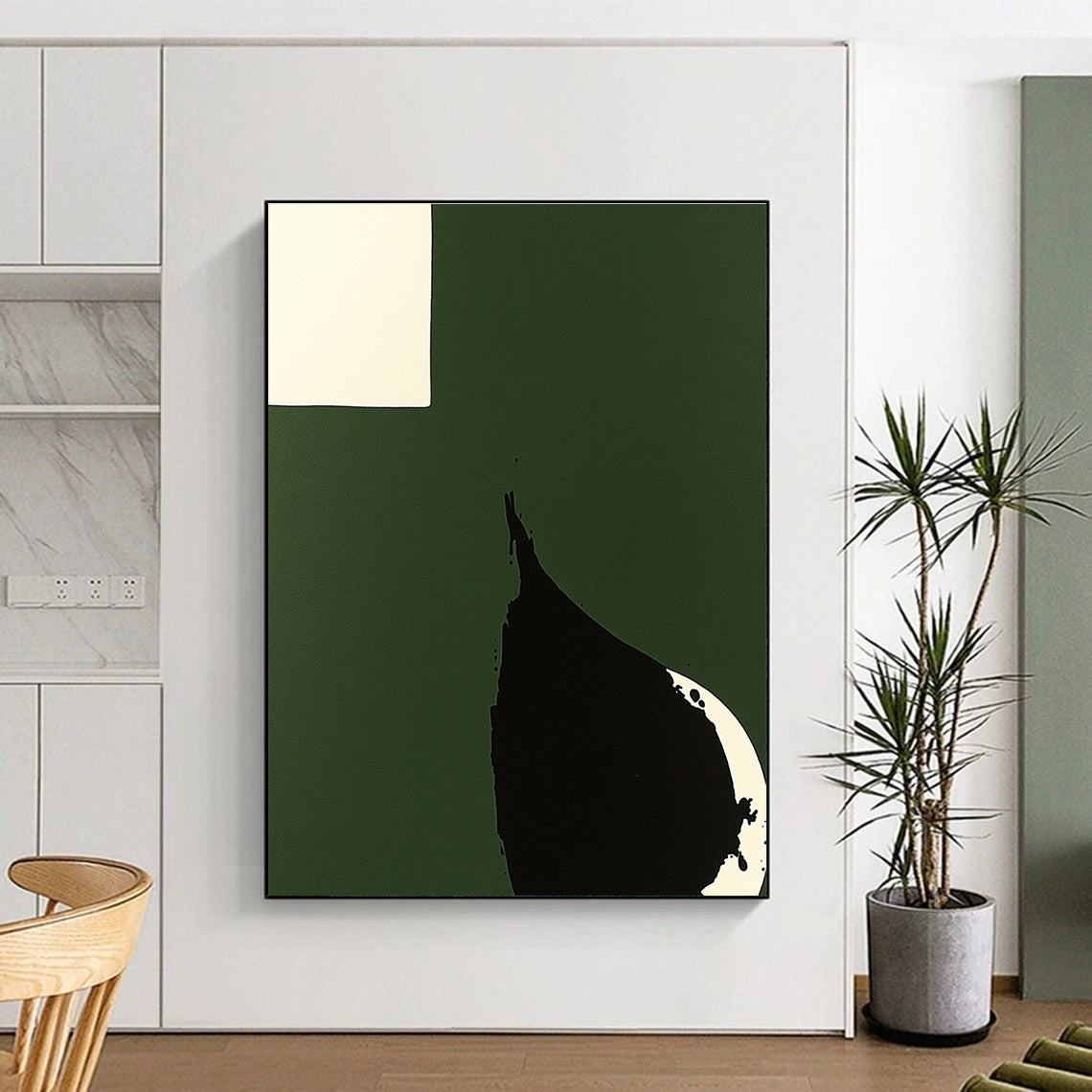 Green Black White Abstract - Bold Shape Art GAB0562