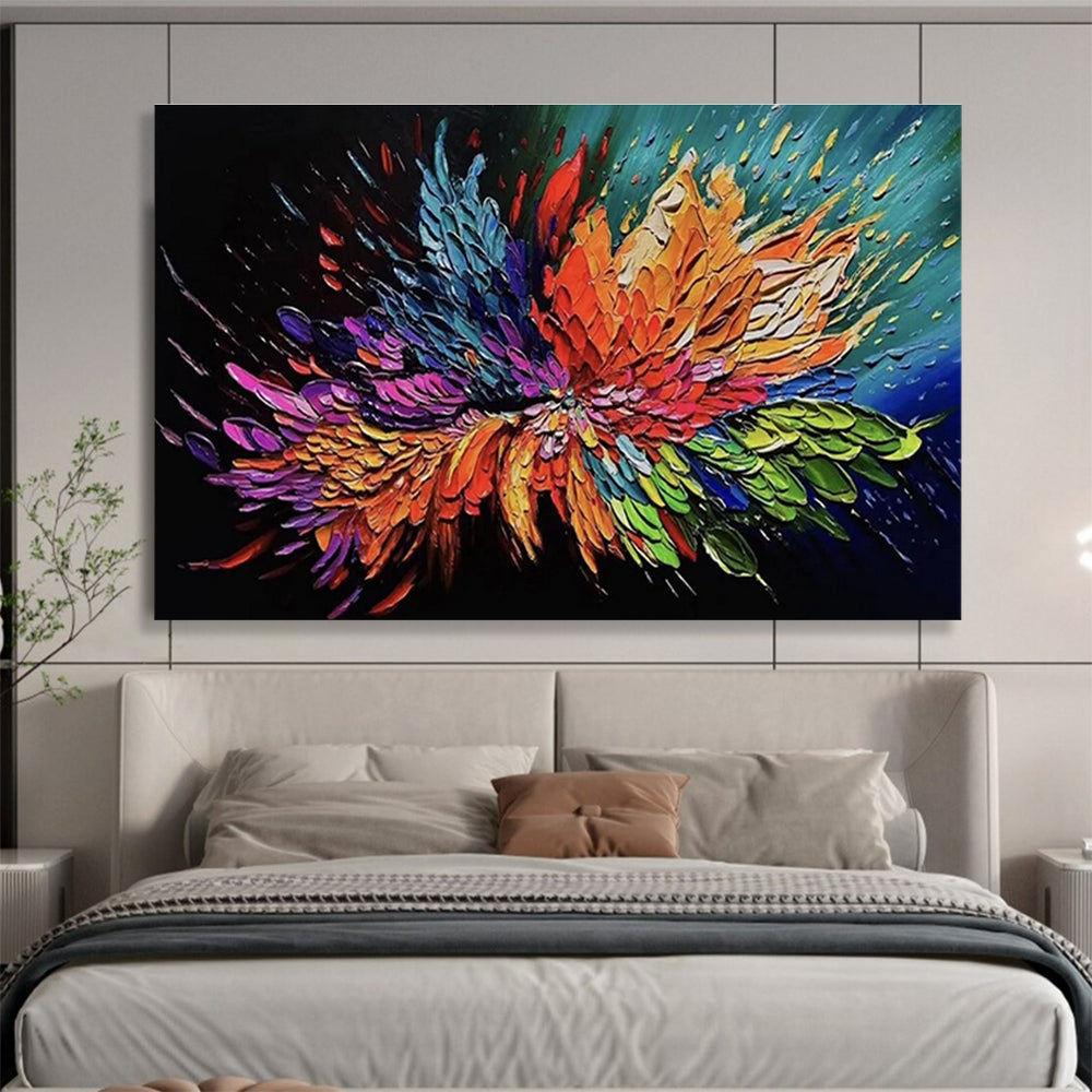 Colorful Flower Burst Abstract Painting for Lively Dining Rooms YHT294