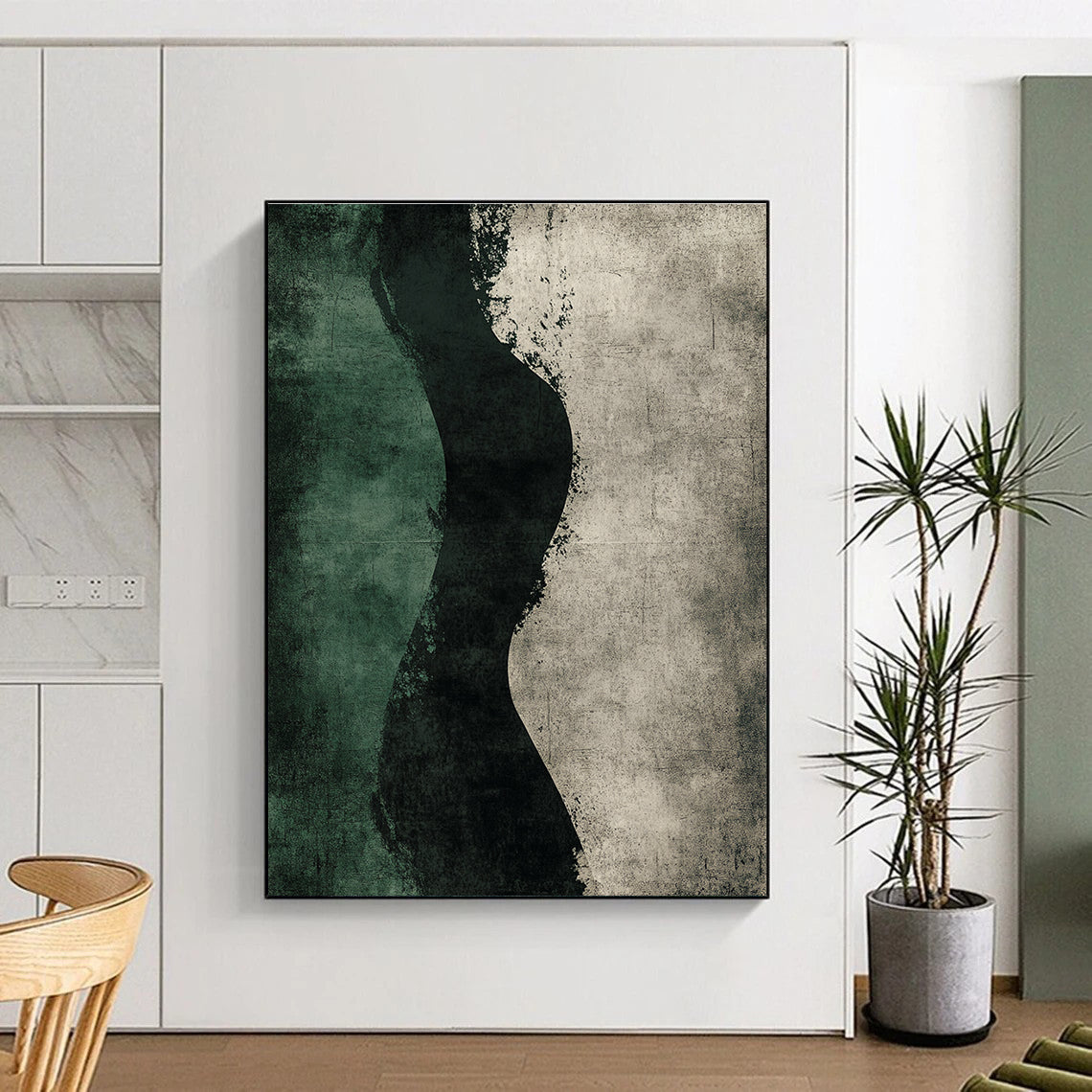 Silhouette on Textured Background Abstract Painting with Mysterious Allure WINK150
