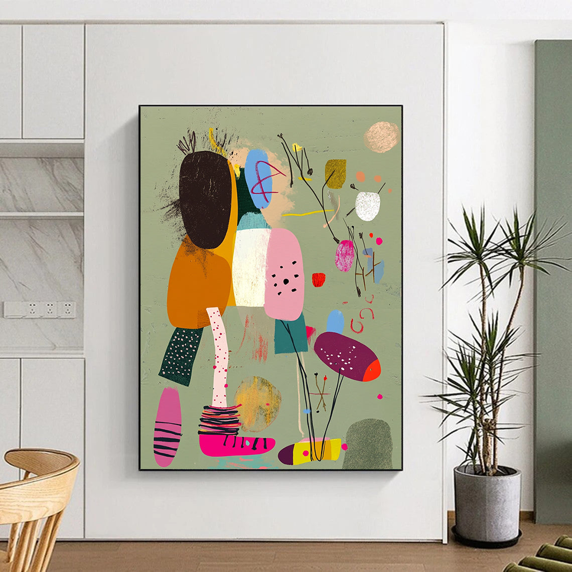 Pastel Abstract Figures Painting with Gentle Tones GAB0103