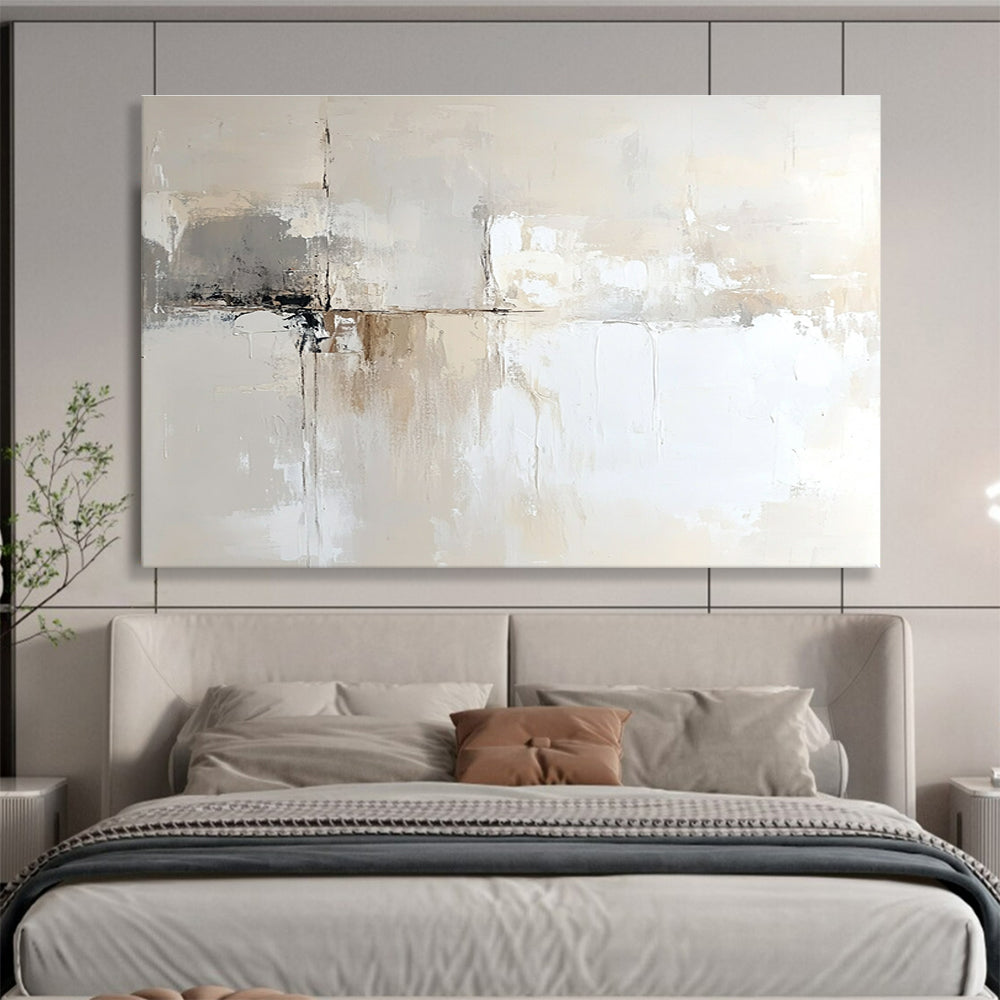 Beige and Gray Abstract Painting with Subtle, Textured Minimalism ABS450