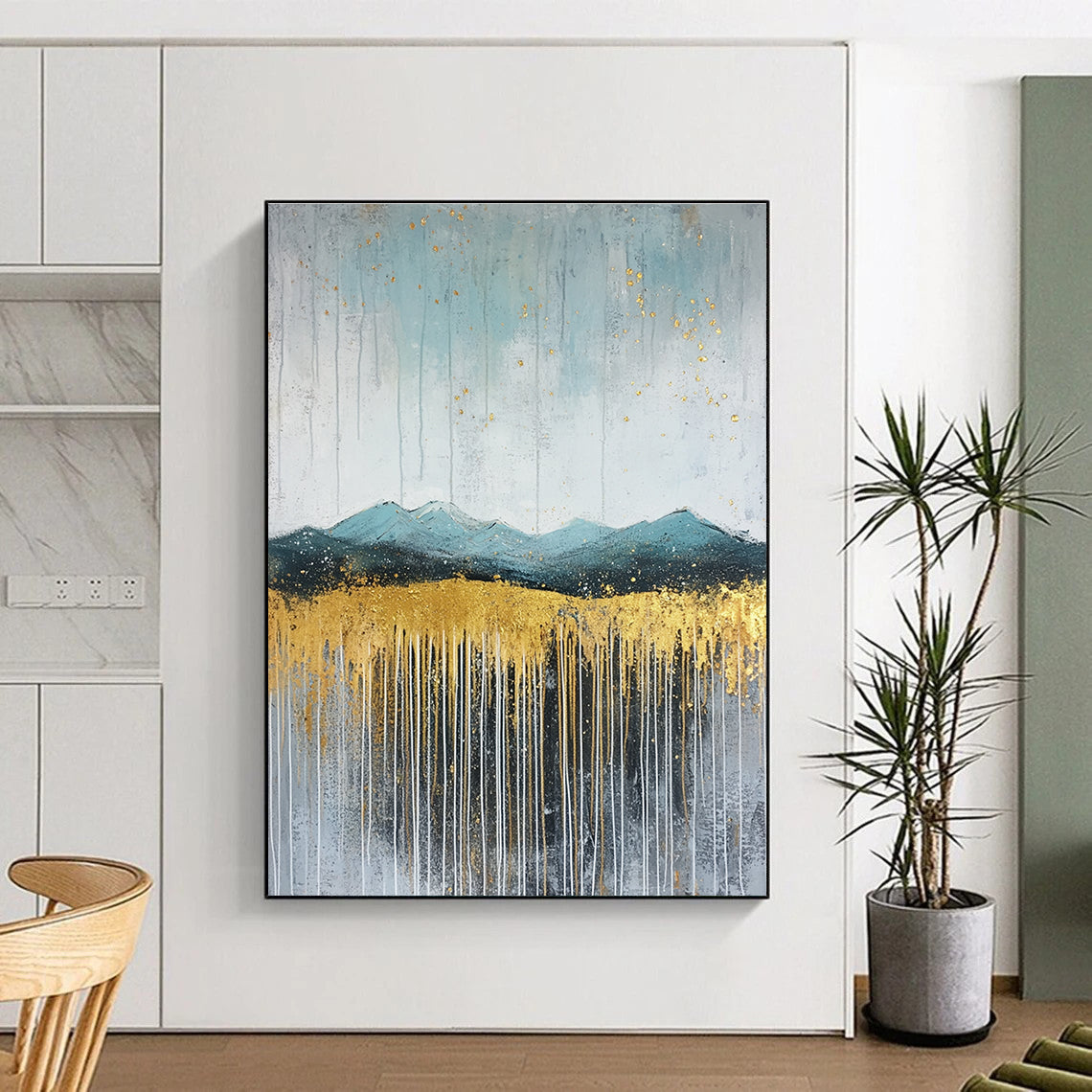 Golden Mountain Abstract - Elegant Landscape with Metallic Accents GAB0532