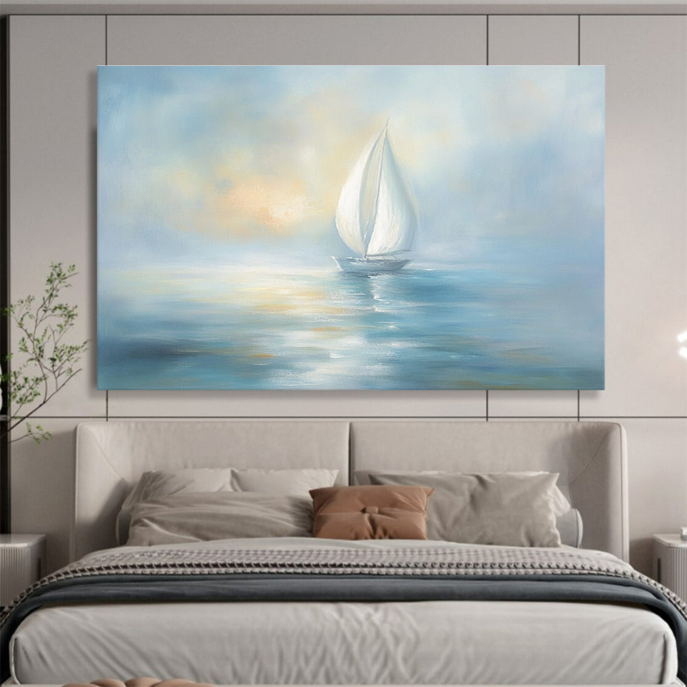 Calm Sea Sailboat Serenity Abstract Painting ABS138