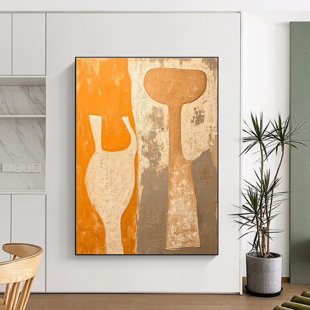Vase - Shaped Abstract Forms Painting with Earthy Tones WINK060