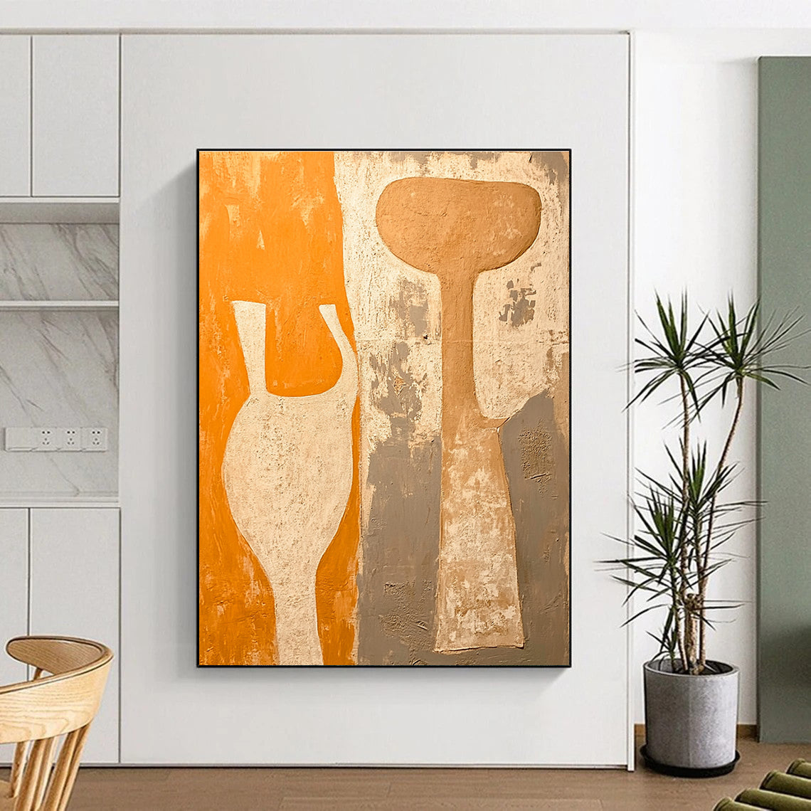 Vase - Shaped Abstract Forms Painting with Earthy Tones WINK060