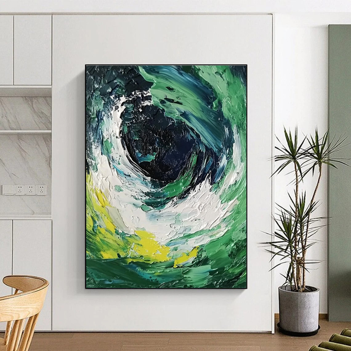 Green and Blue Swirl Abstract Painting with Dynamic Energy WINK070
