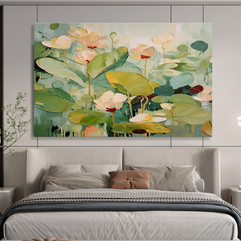 Pastel Water Lilies Abstract Painting for Charming Spaces YHT088