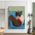Reader in Blue Chair Figurative Painting for Cozy Reading Nooks HENG303
