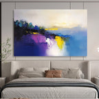 Colorful Lake Reflection Abstract Painting with Vibrant, Harmonious Reflections ABS475