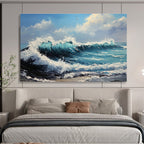 Crashing Waves and Birds Abstract Painting with Ocean Energy ABS599