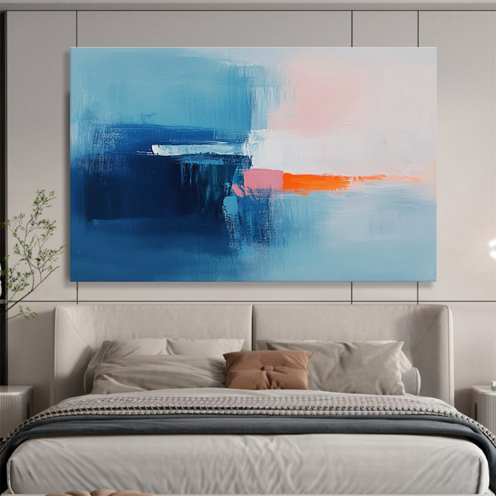 Blue and Pink Abstract Painting with Gentle Color Transitions ABS412
