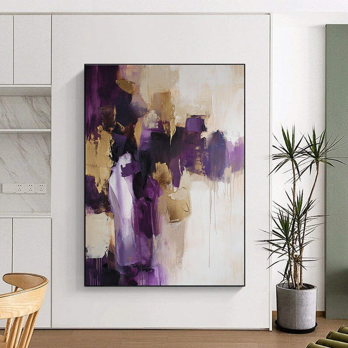 Purple Gold Beige Abstract Painting with Luxurious Warmth WINK462