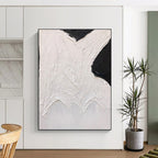 Black - White Textured Shape Abstract Painting for Art - Centric Nooks HENG405