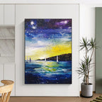 Starry Night Seaside Abstract Painting for Nautical - Themed Bedrooms GAB1263