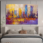 Colorful Cityscape Abstract Painting with Dynamic, Urban Energy ABS514