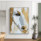 Horse Face in Gold and White - Elegant Equine Abstract Art GAB0511