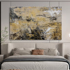 Beige and Black Abstract Painting for Minimalist Office Spaces YHT371