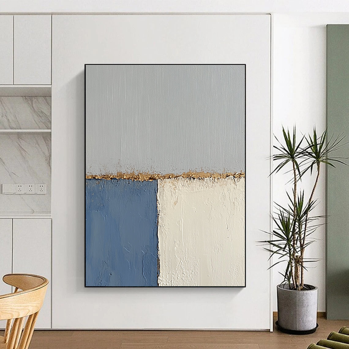Textured Color Block Edges Abstract Painting with Tactile Interest WINK165