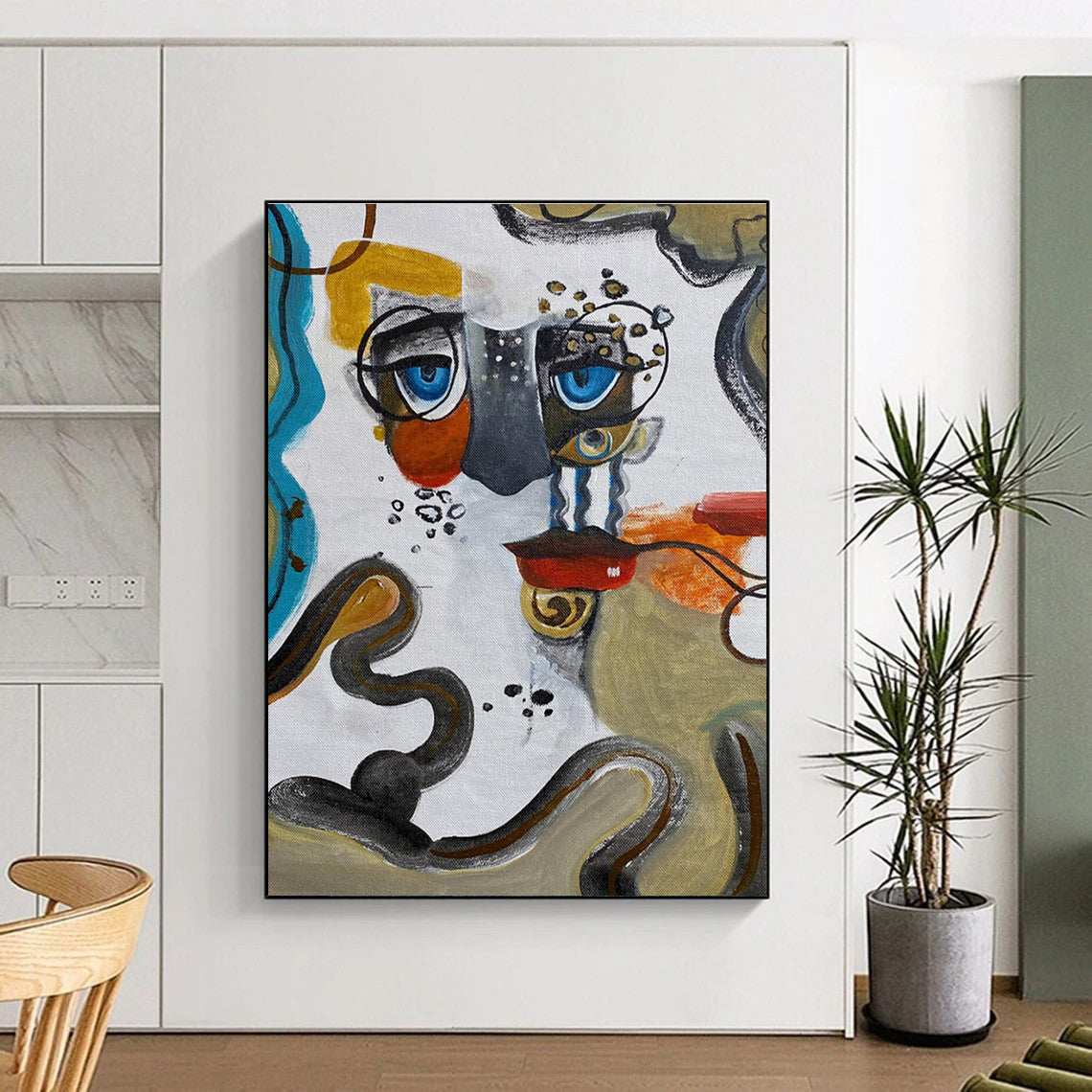 Abstract Face Composition Painting for Eclectic Home Studies HENG466