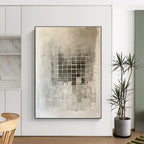 Grid - Patterned Gray Abstract Painting with Structured Calm WINK227