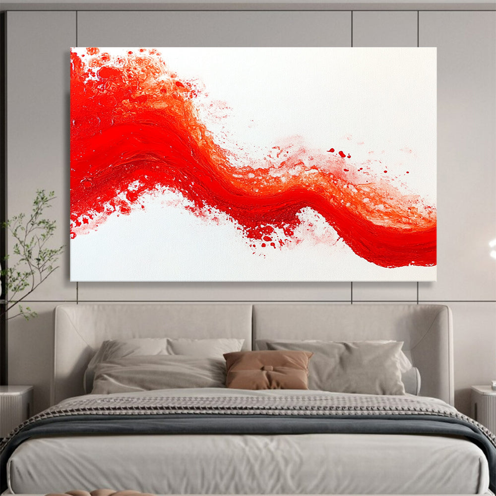 Bold Red Wave Energy Abstract Painting ABS200