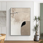 Beige and Black Minimalist Shapes Abstract Painting with Quiet Contemplation WINK044