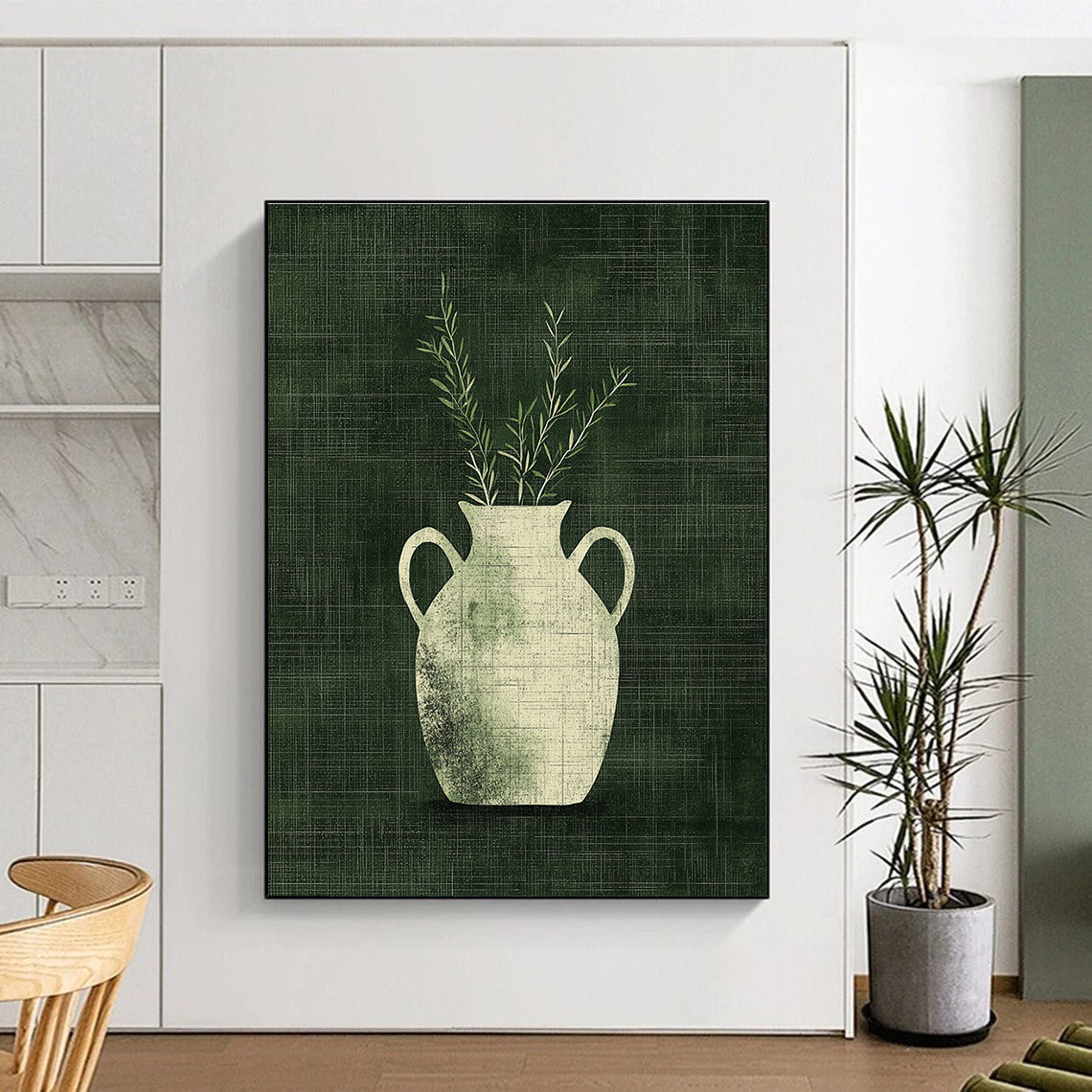 Vase with Greenery Minimalist Still Life Abstract Painting GAB0220