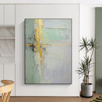 Green Gold Gray Abstract Painting with Calm Refinement WINK529