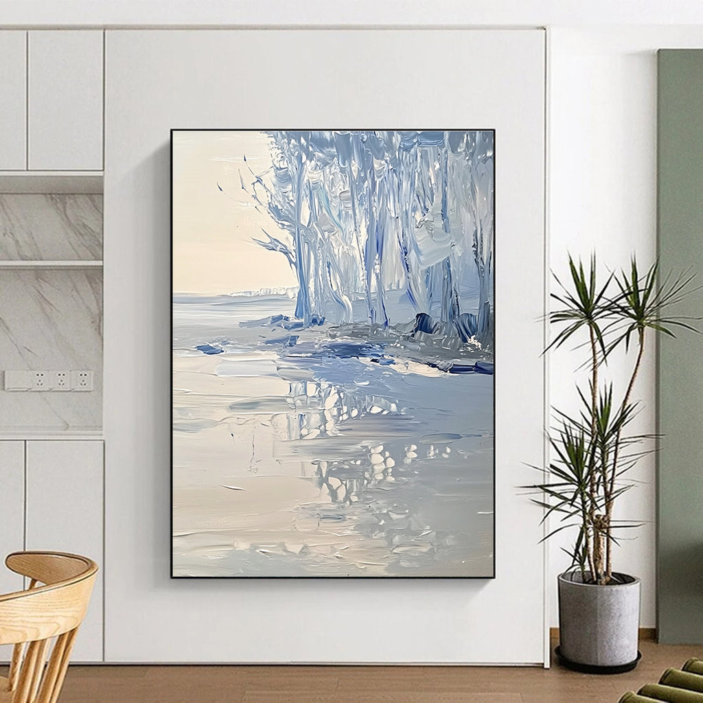 Icy Forest Abstract Painting for Winter - Themed Spaces GAB1066