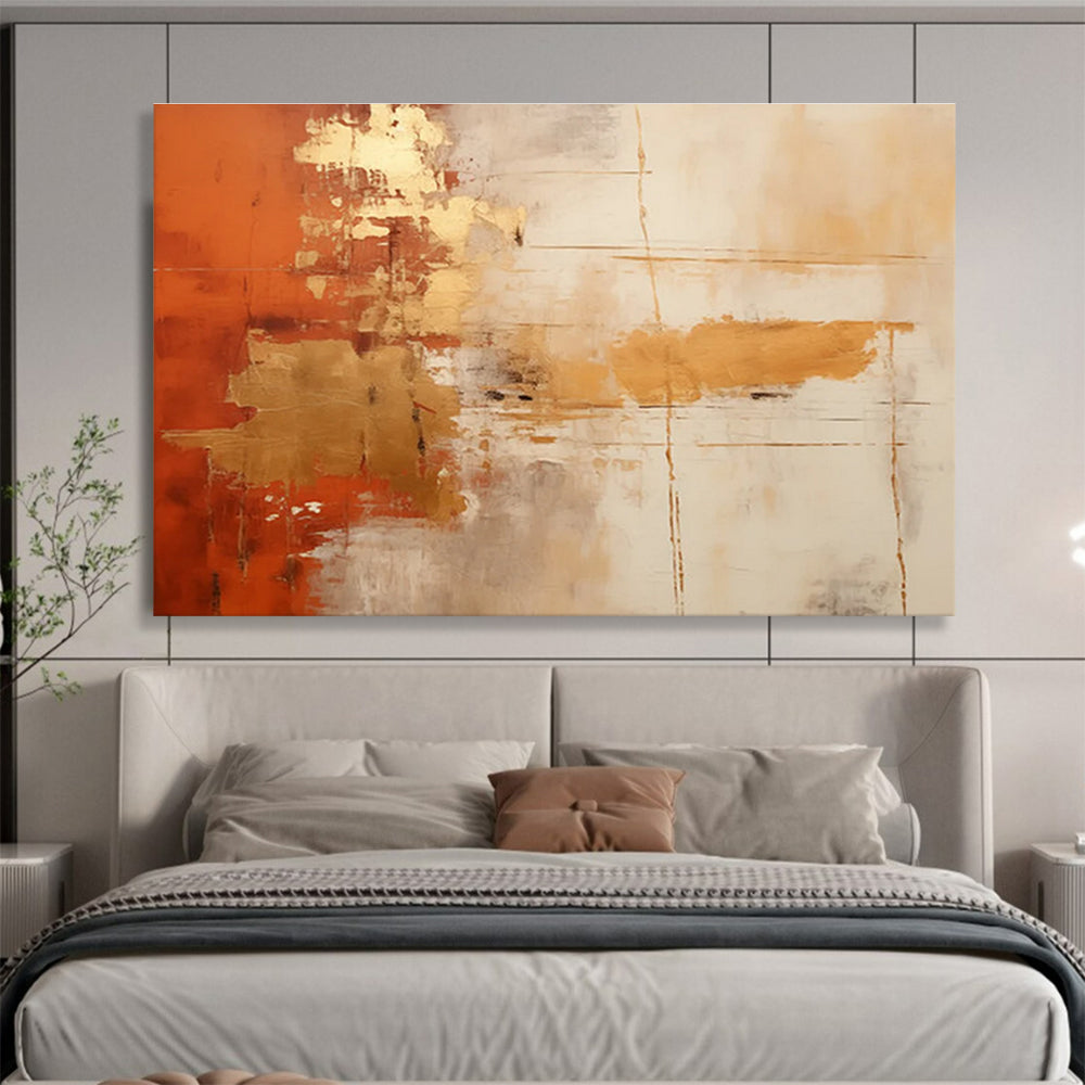 Orange - Gold Abstract Painting for Warm Interiors YHT093