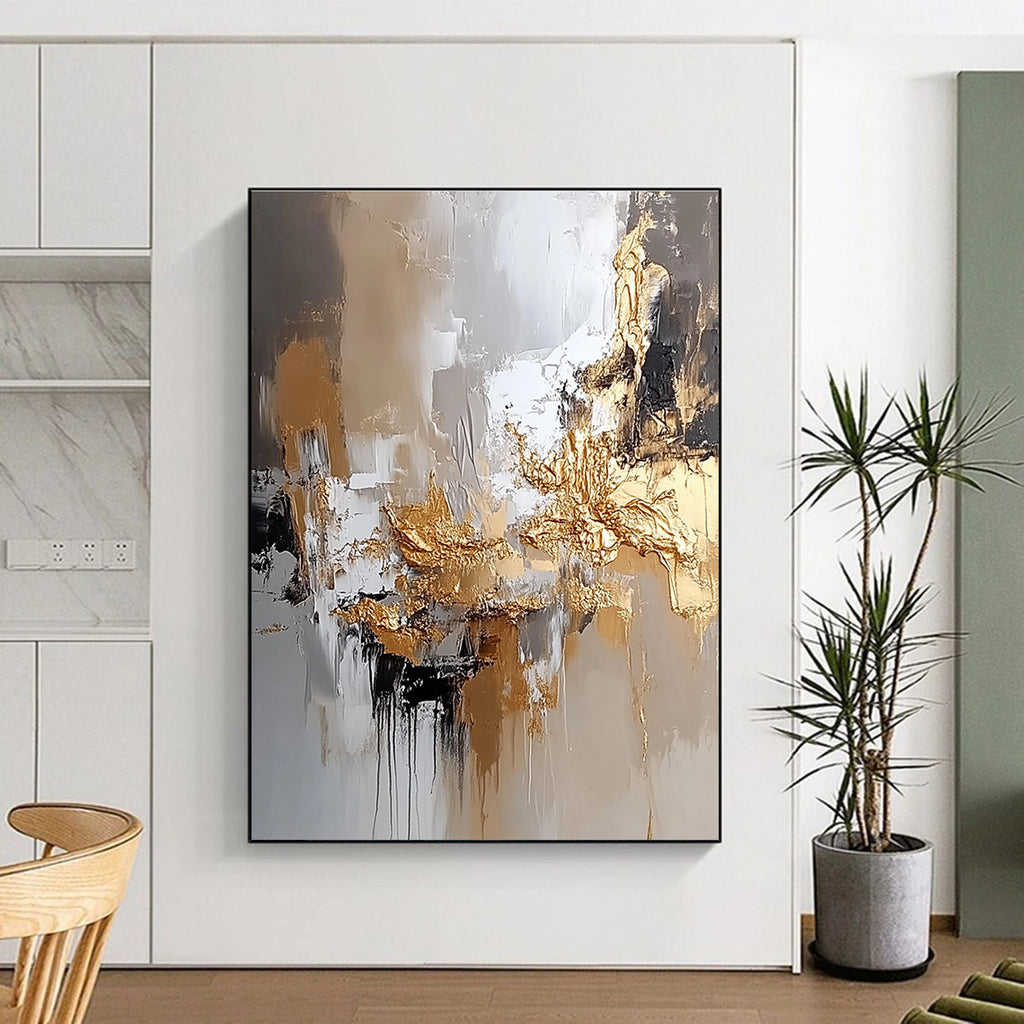 Gold Accent Modern Abstract Painting for Contemporary Living Spaces GAB0882