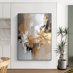 Gold Accent Modern Abstract Painting for Contemporary Living Spaces GAB0882