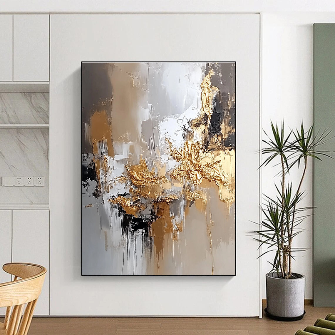 Gold Accent Modern Abstract Painting for Contemporary Living Spaces GAB0882