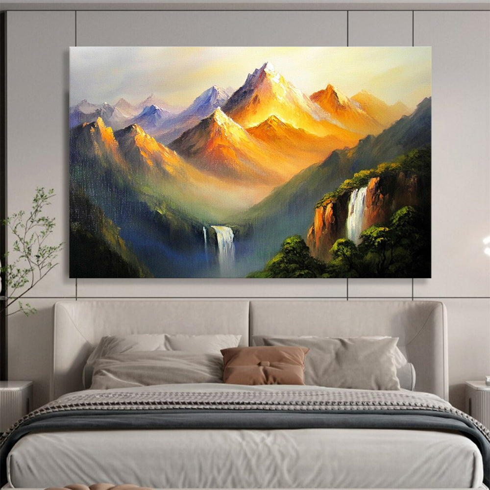 Majestic Mountain Landscape Painting with Dramatic Light ABS576