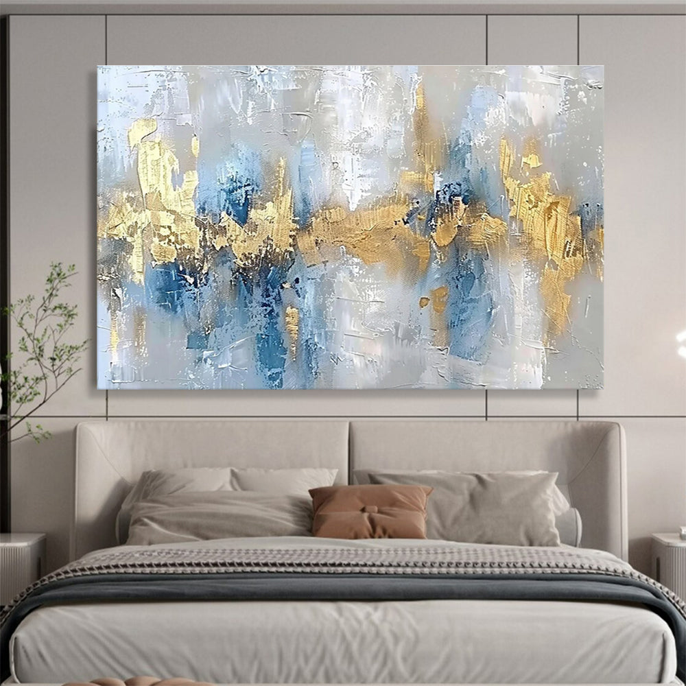 Blue - Gold Abstract Elegant Painting for Modern Spaces YHT045