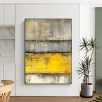 Gray Yellow Red Abstract Painting with Layered Intensity WINK542