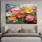 Textured Flower Bouquet Abstract Painting for Elegant Home Offices YHT295