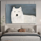 Minimalist White Wolf: Gentle Presence in Simple Shapes Abstract Painting ABS163