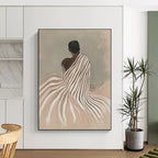 Figure in Striped Robe Serene Narrative Abstract Painting GAB0270
