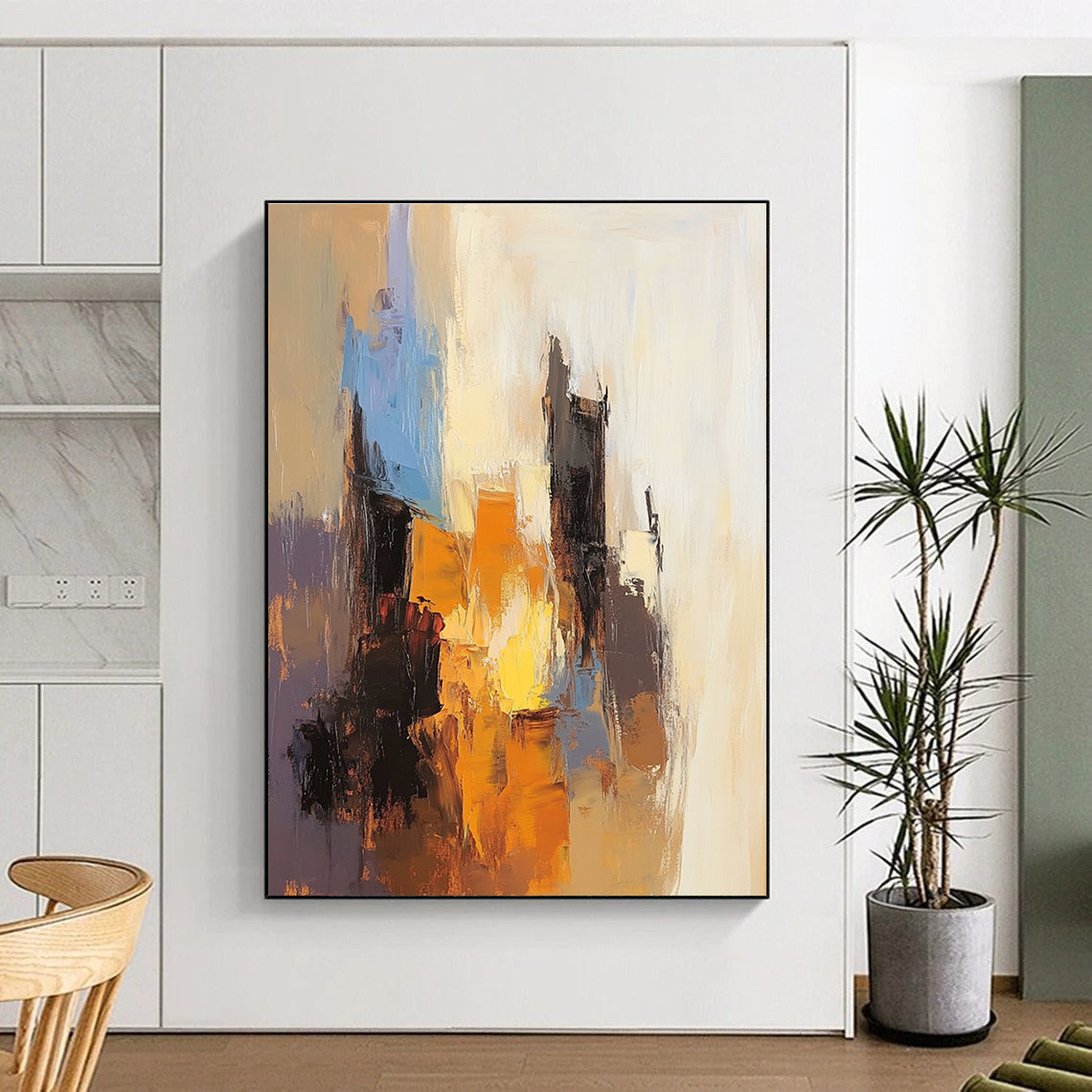 Abstract Cityscape in Warm Tones Painting for Industrial - Chic Restaurants GAB1164