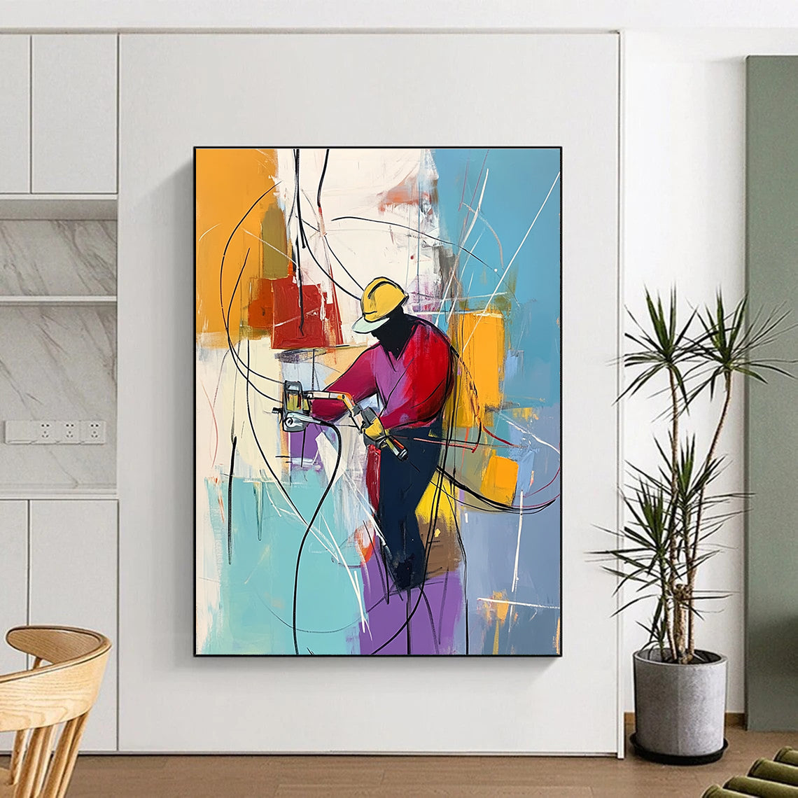 Abstract Worker Painting for Industrial - Styled Offices GAB1036