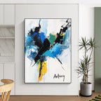 Blue and Black Abstract Flower - Dynamic Botanical Abstract Art GAB0473
