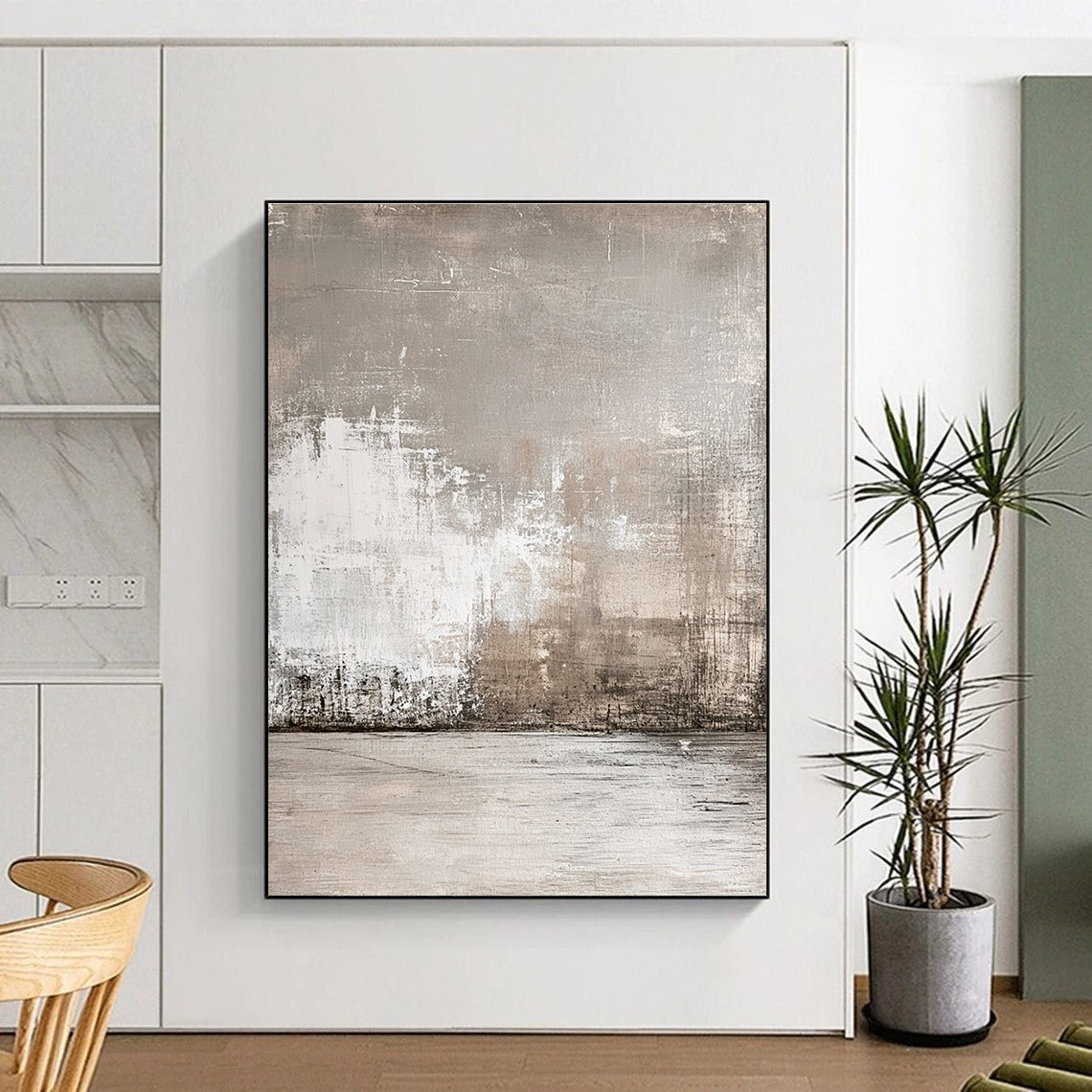 Light Gray Abstract Painting with Muted Complexity WINK121