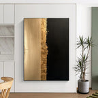 Gold and Black Divide Abstract Painting with Luxurious Contrast WINK170