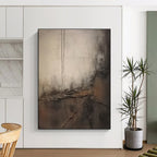 Textured Gray and Brown Industrial - Like Art Abstract Painting for Loft - Style Apartments HENG355